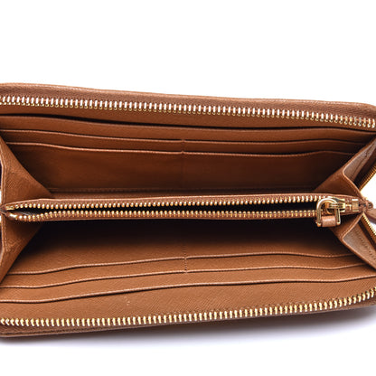 Prada Saffiano Quilted Zip Around Wallet Caramel 5 of 7