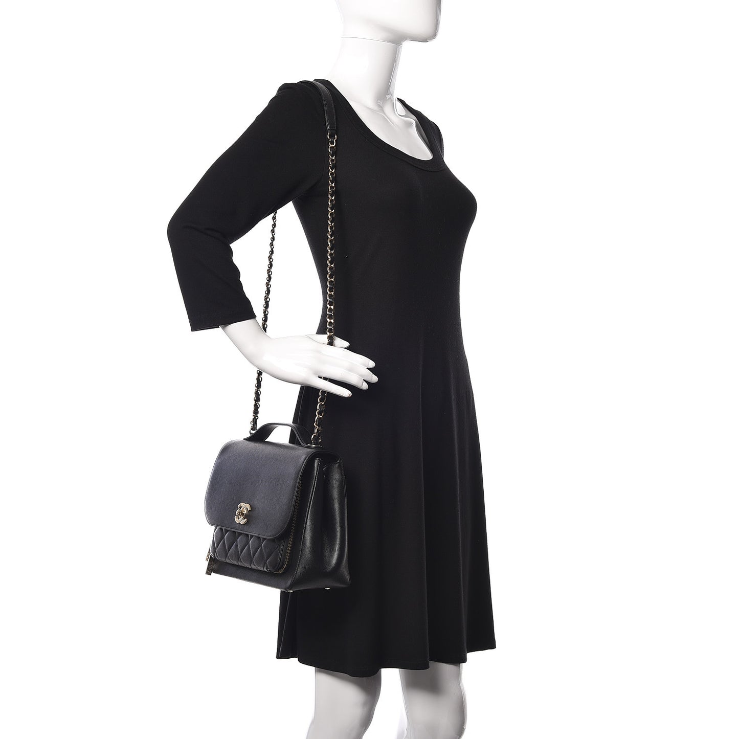 Caviar Quilted Large Business Affinity Flap Black