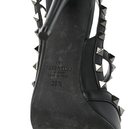 Valentino Garavani Calfskin Nappa Rockstud Ankle Strap 100mm Pumps 38.5 Black 8 of 9