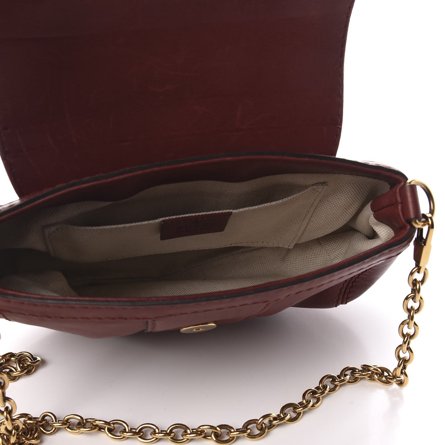 Gucci Calfskin Raccoon Tail Small Smilla Chain Bag Red 5 of 11