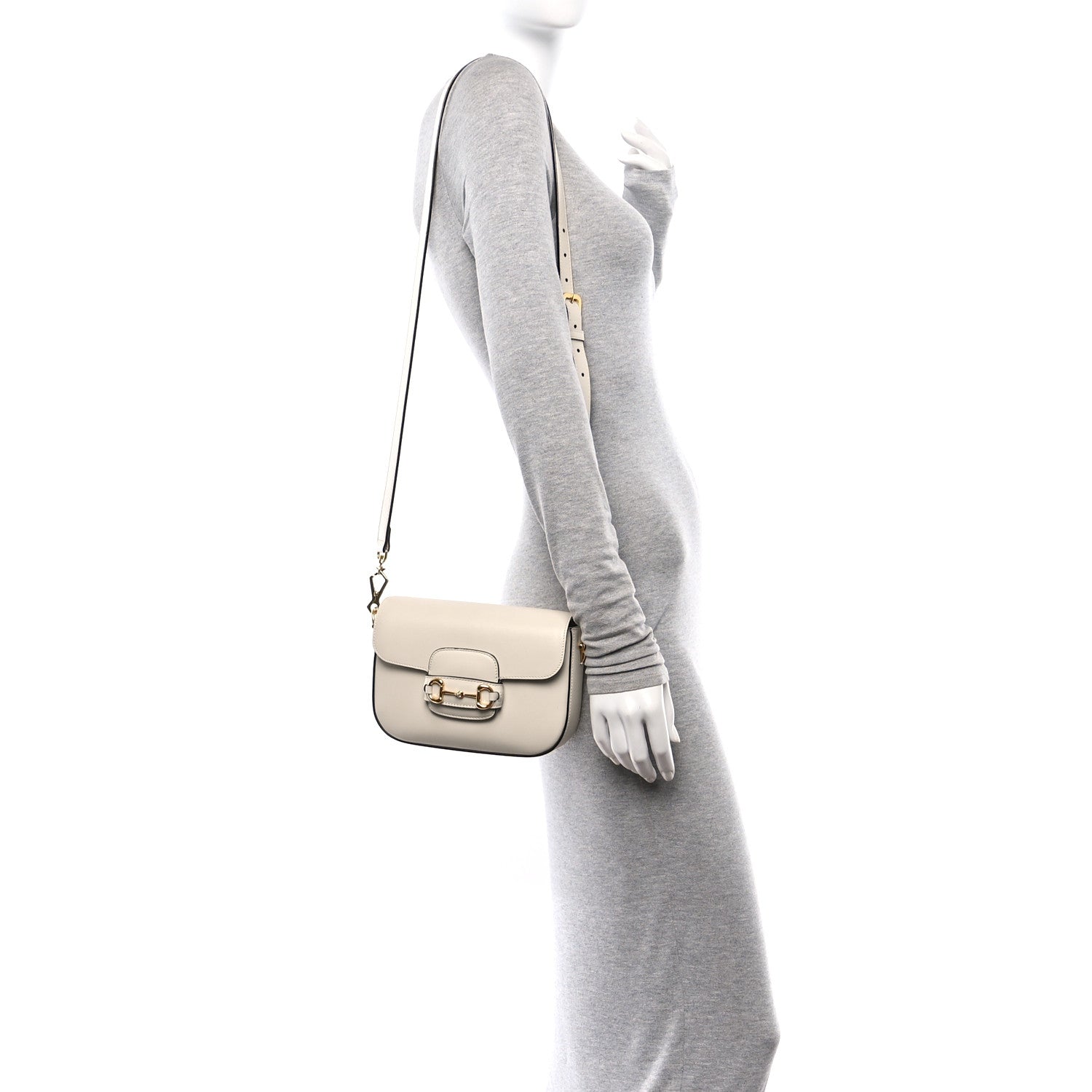 Gucci Azalea Calfskin Web Mini Horsebit 1955 Shoulder Bag Mystic White 2 of 10