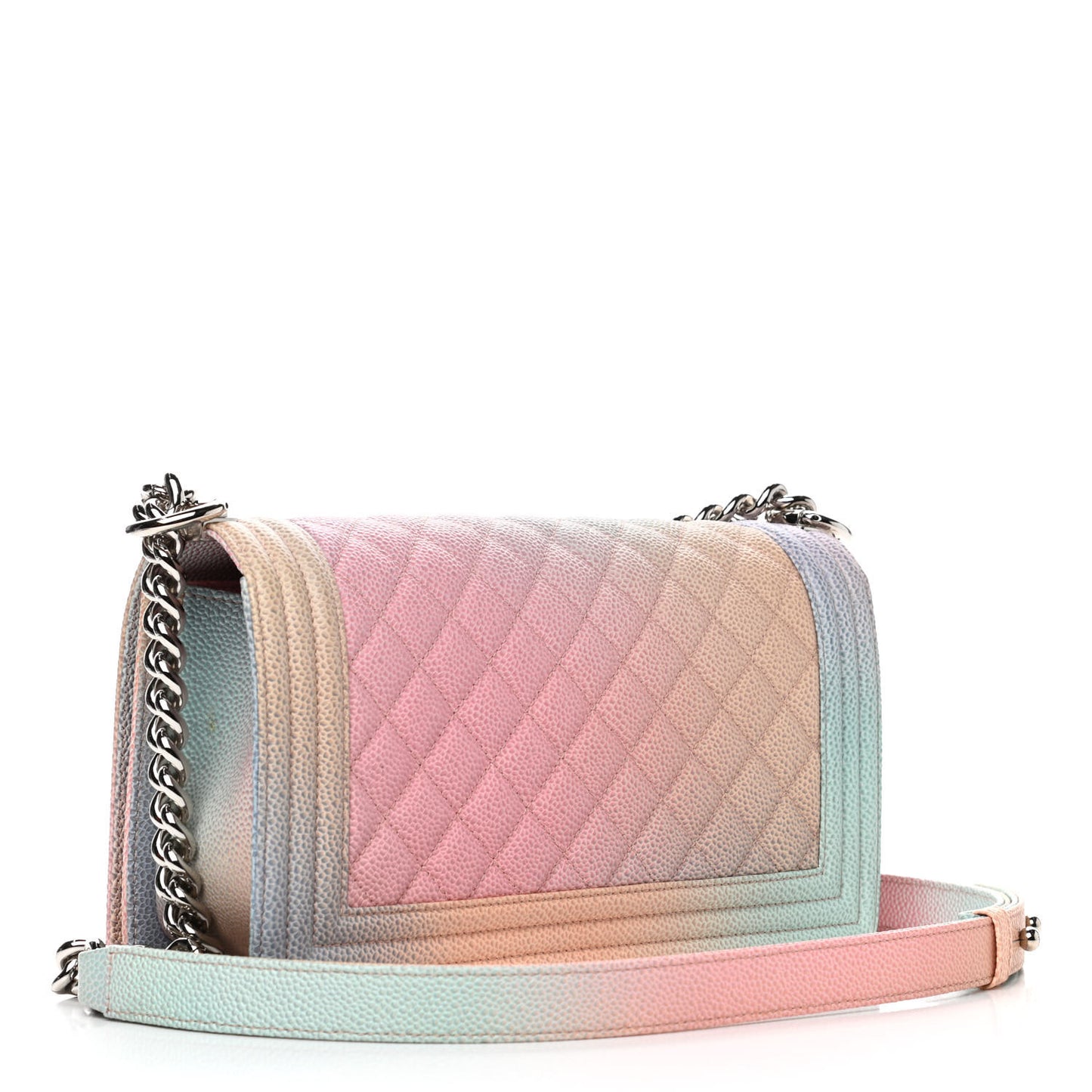 Caviar Quilted Medium Cuba Rainbow Boy Flap Pink Multicolor