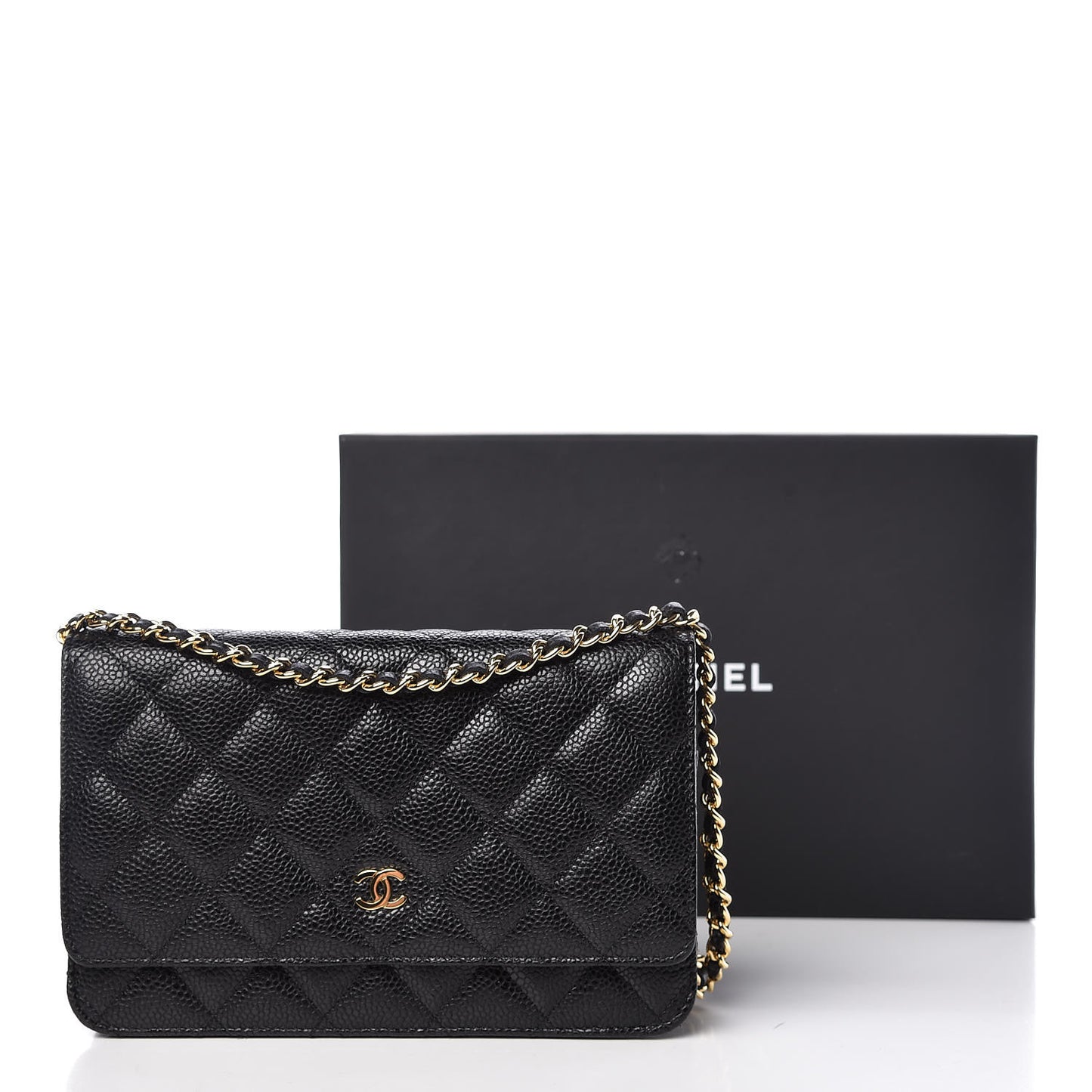 Caviar Quilted Wallet On Chain WOC Black