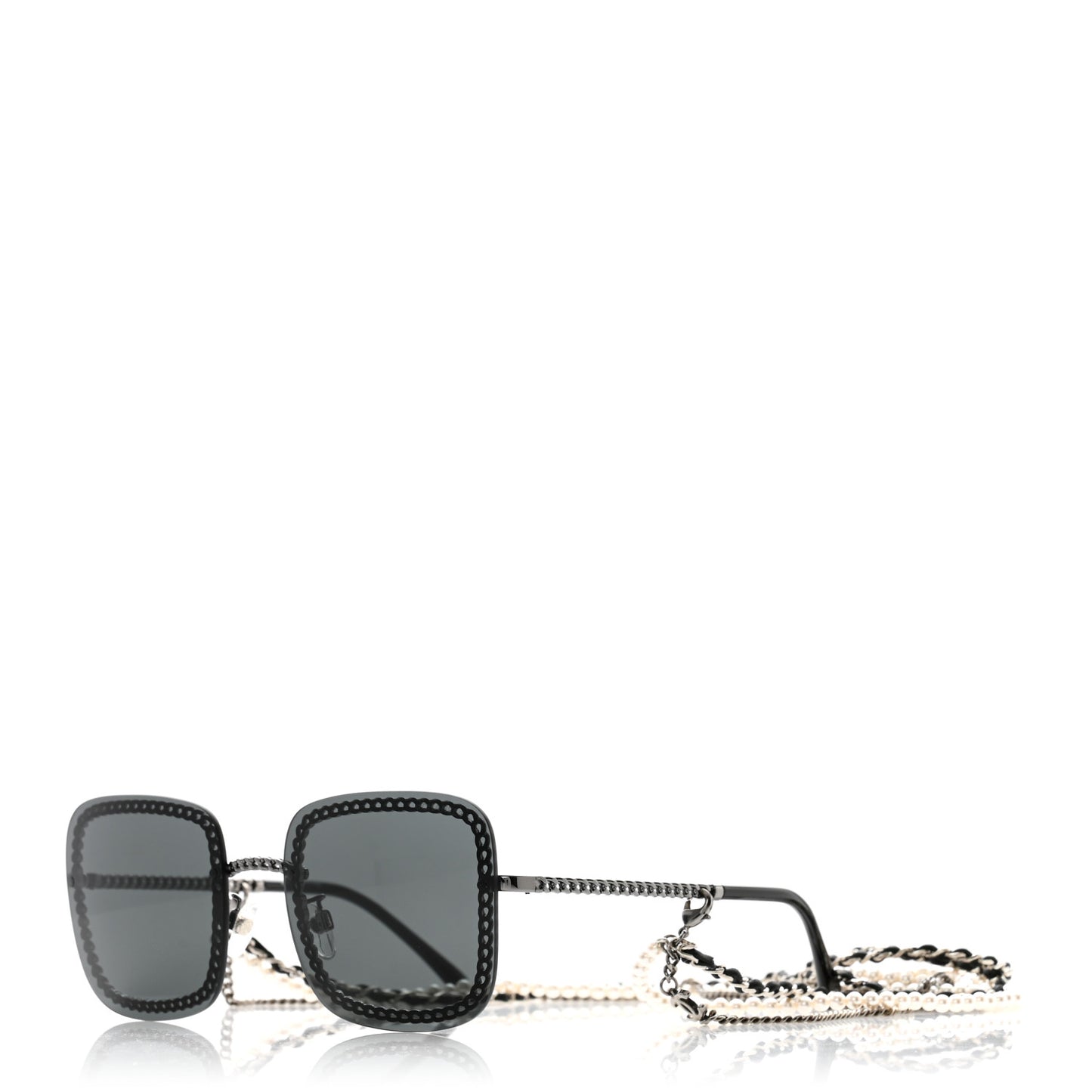 Square Removable Chain Pearl Sunglasses 4244 Black