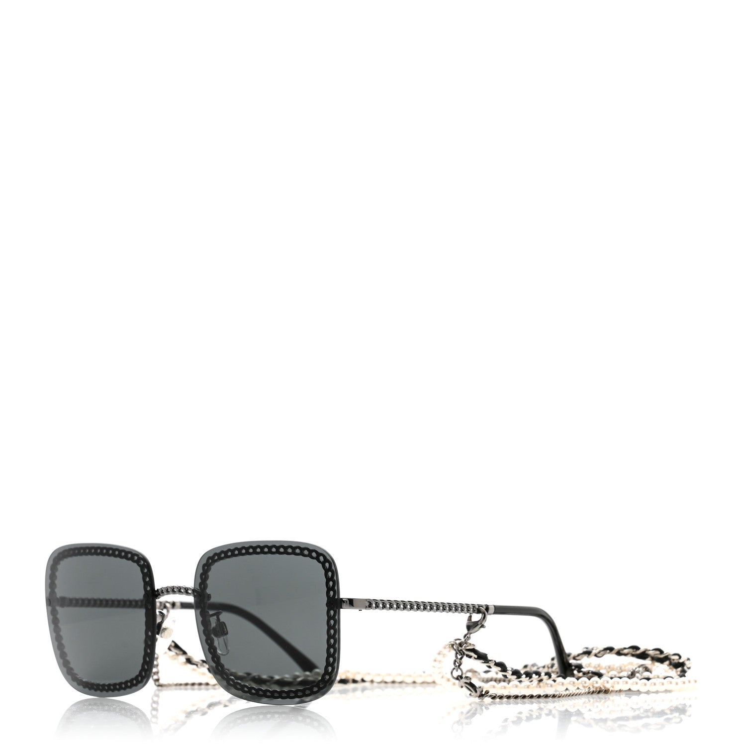 Chanel Square Removable Chain Pearl Sunglasses 4244 Black 1 of 7