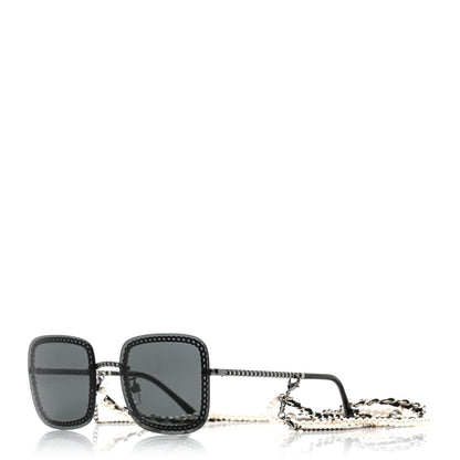 Chanel Square Removable Chain Pearl Sunglasses 4244 Black 1 of 7