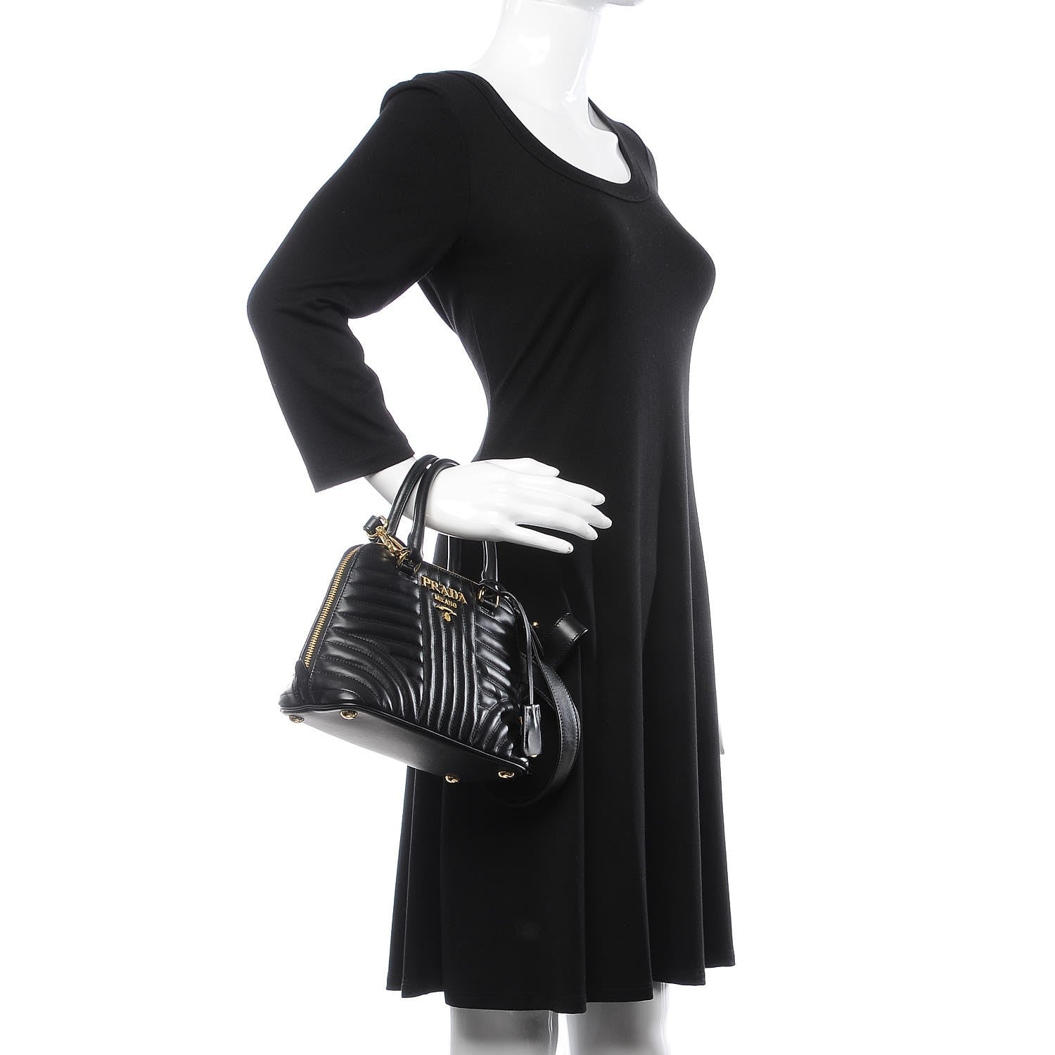 Prada Soft Calfskin Impunture Diagramme Promenade Tote Black 2 of 8