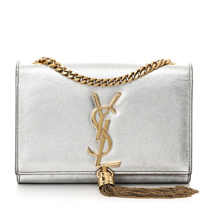 Saint Laurent Metallic Calfskin Small Classic Monogram Kate Tassel Satchel Silver 1 of 10