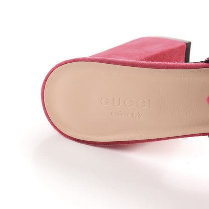 Gucci Kid Scamosciato GG Marmont Fringe 75mm Slide Sandals 37.5 Hot Pink 7 of 12