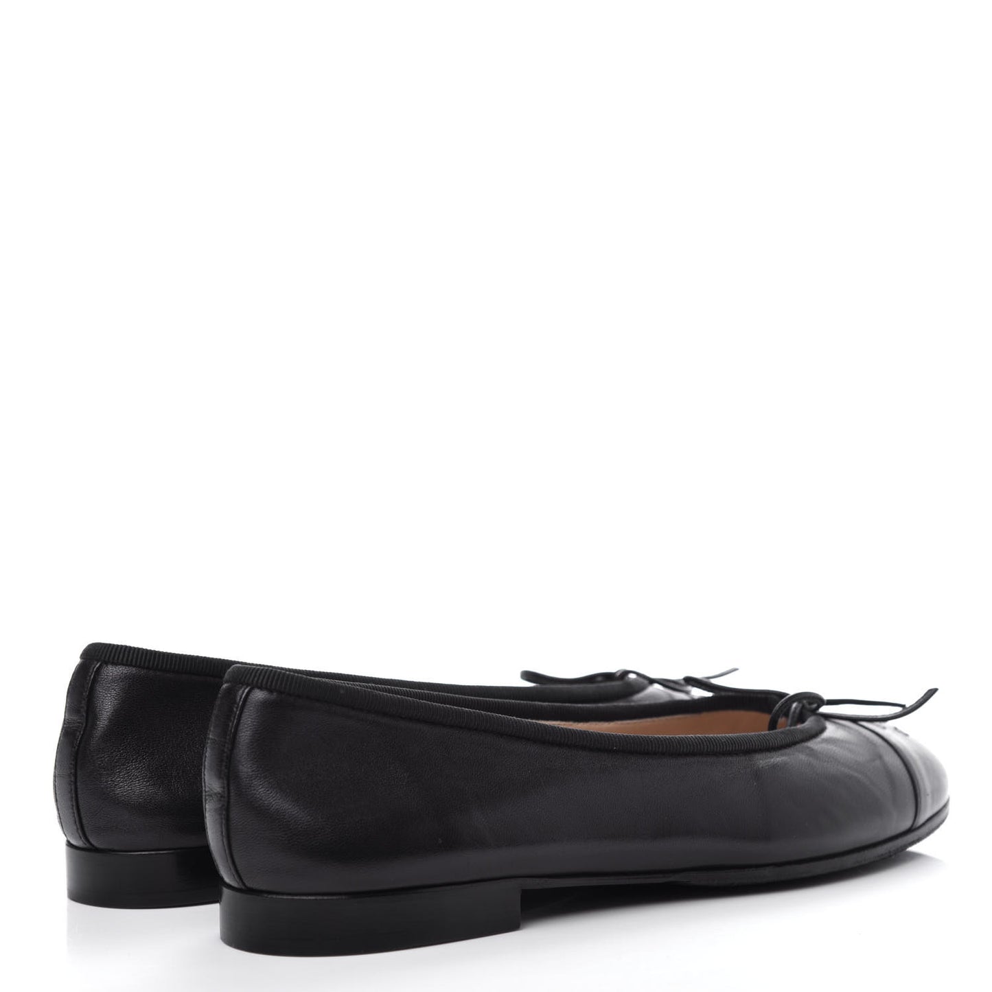 Lambskin Cap Toe Ballerina Flats 37 Black