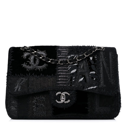 Chanel Tweed Patchwork Jumbo Single Flap Black 1 of 10
