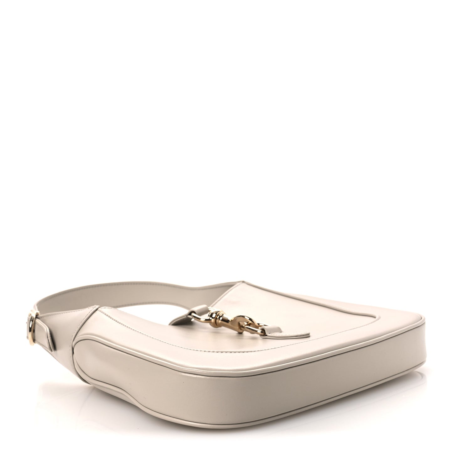 Ancora Calfskin Web Small Jackie Shoulder Bag Light Grey