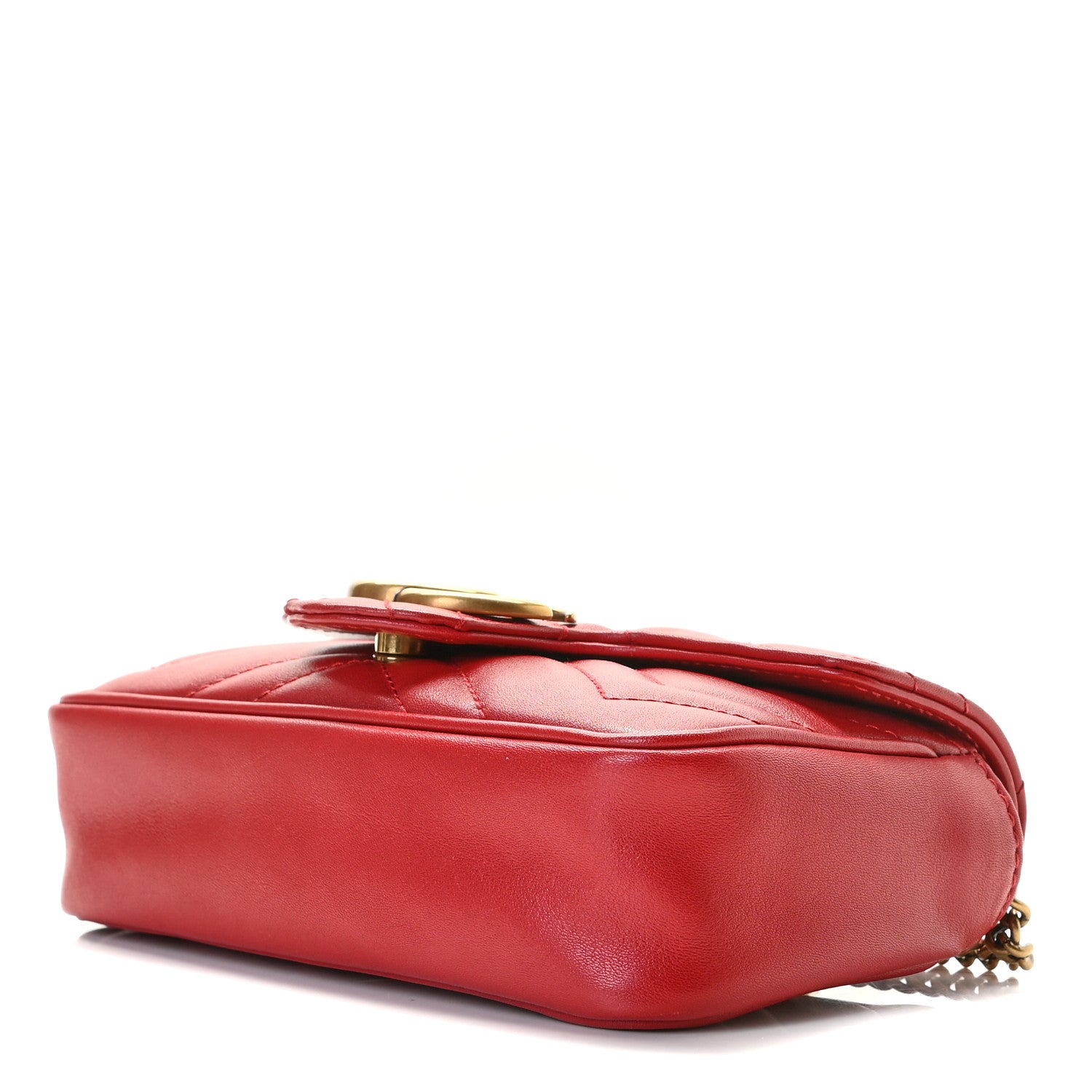 Gucci Calfskin Matelasse Super Mini GG Marmont Shoulder Bag Hibiscus Red 7 of 7