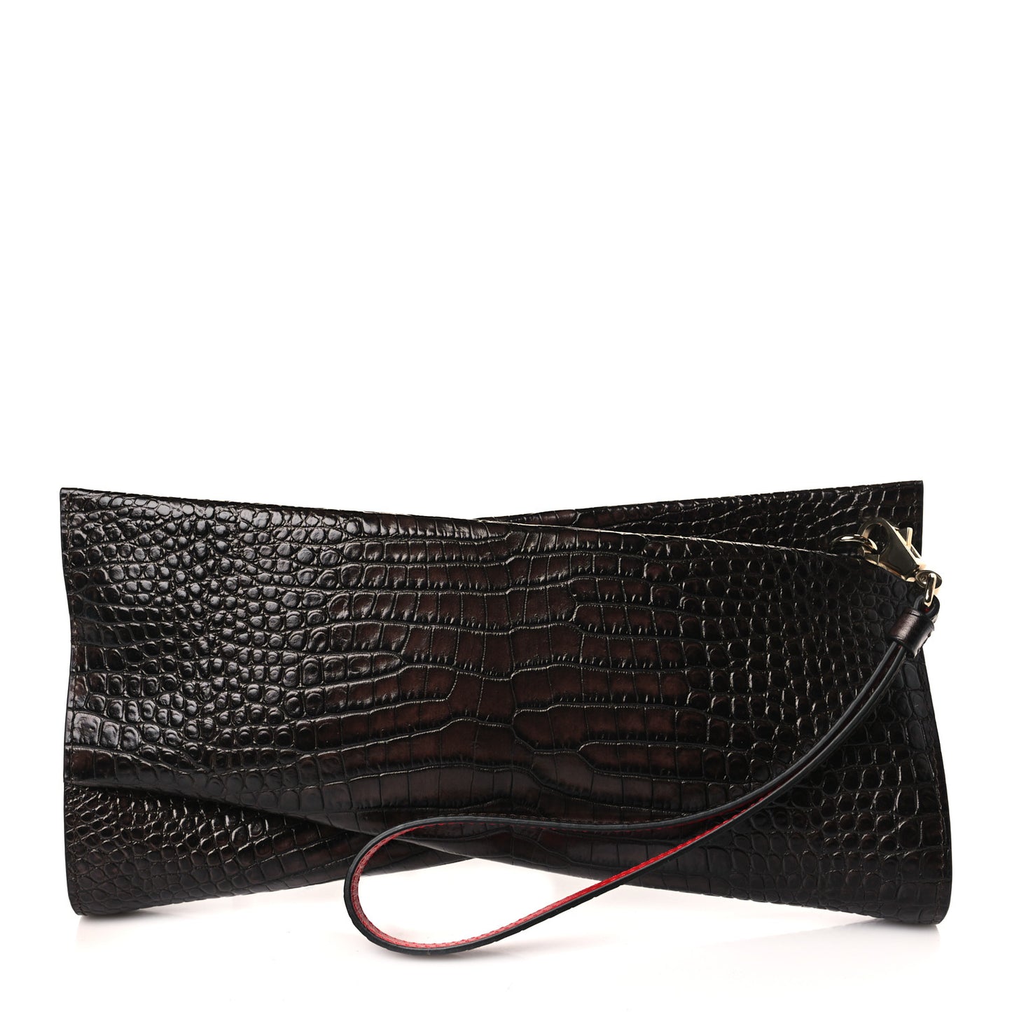 Loubitwist Crocodile Embossed Clutch Black