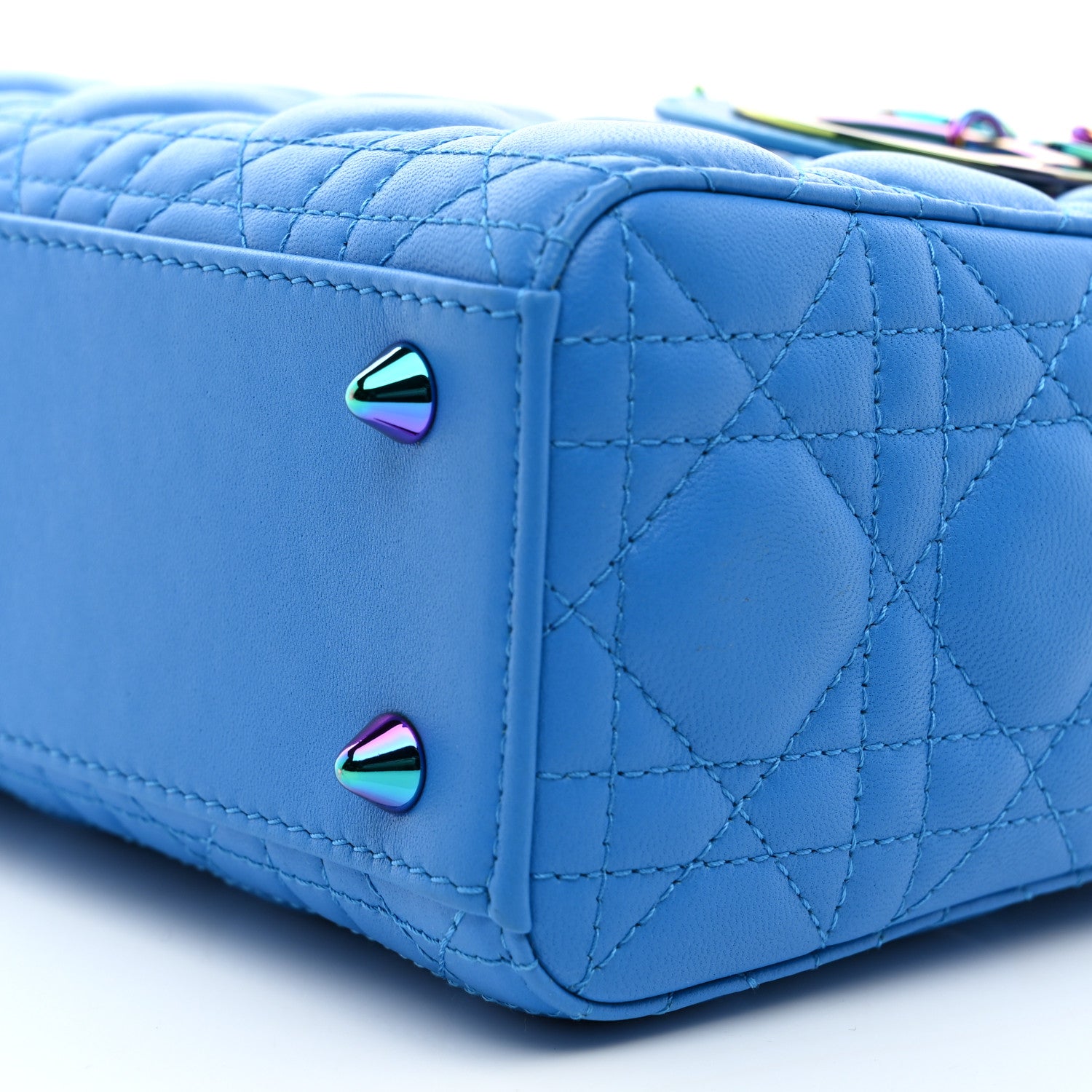 Christian Dior Lambskin Cannage Small Lady Dior Bright Blue