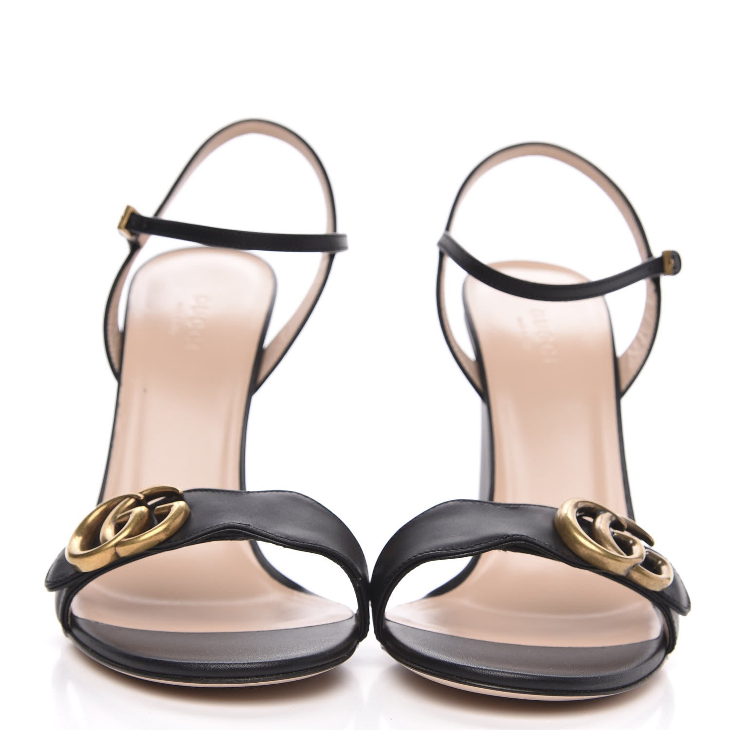Gucci Lifford Calfskin GG Marmont Ankle Wrap 105mm Sandals 39 Black 2 of 8