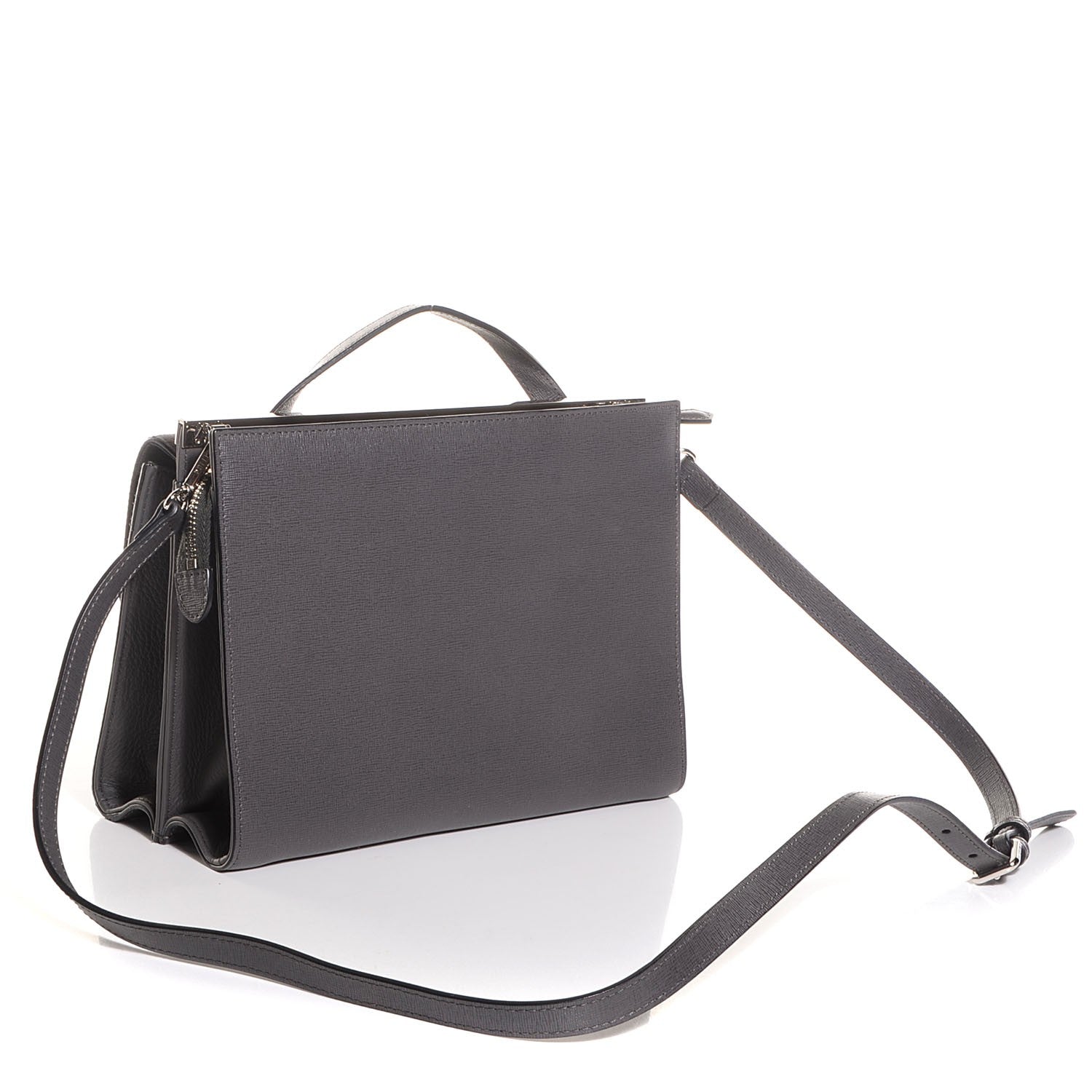 Fendi Calf Hair Crocodile Printed Demi Jour Shoulder Bag Grey 3 of 11