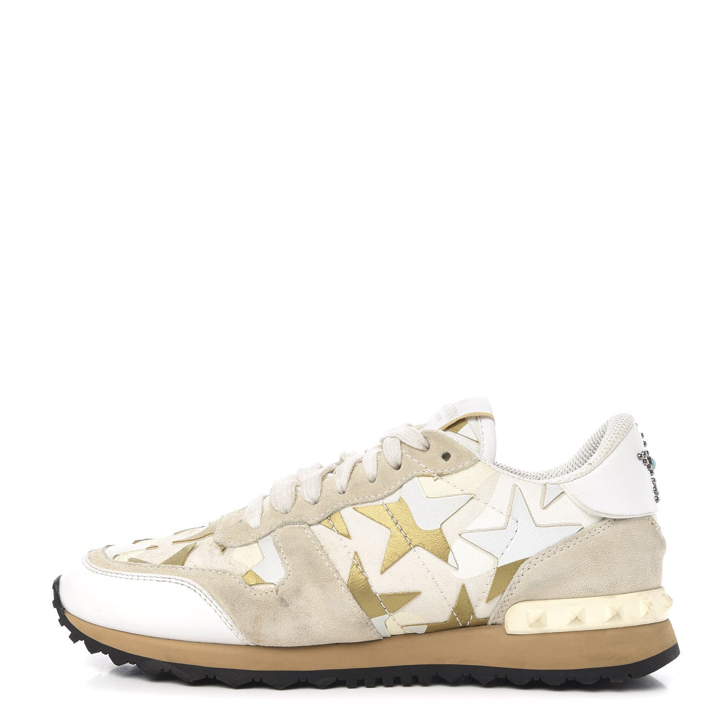 Valentino Garavani Nappa Suede Camustars Womens Rockrunner Sneakers 37.5 White 1 of 11