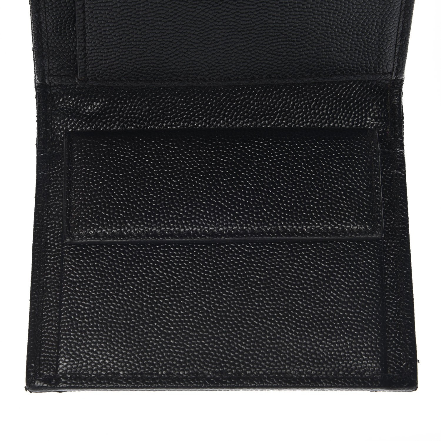 Saint Laurent Grain De Poudre Matelasse Chevron Monogram Compact Wallet Black 7 of 8