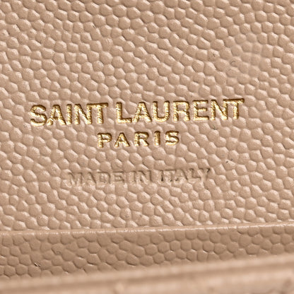 Saint Laurent Grain De Poudre Textured Mixed Matelasse Triquilt Small Monogram Envelope Wallet Dark Beige 6 of 8