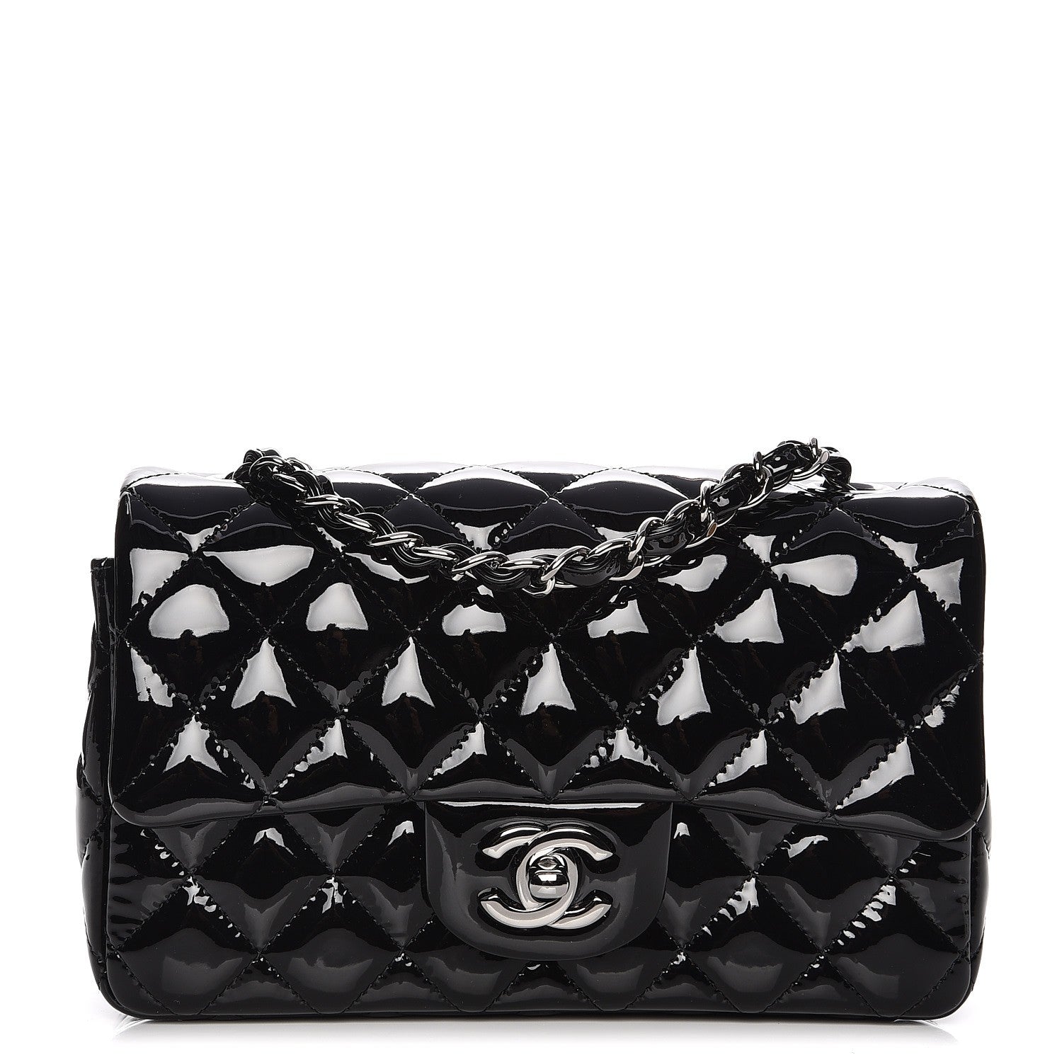 Chanel Patent Calfskin Quilted Mini Rectangular Flap Black 1 of 9