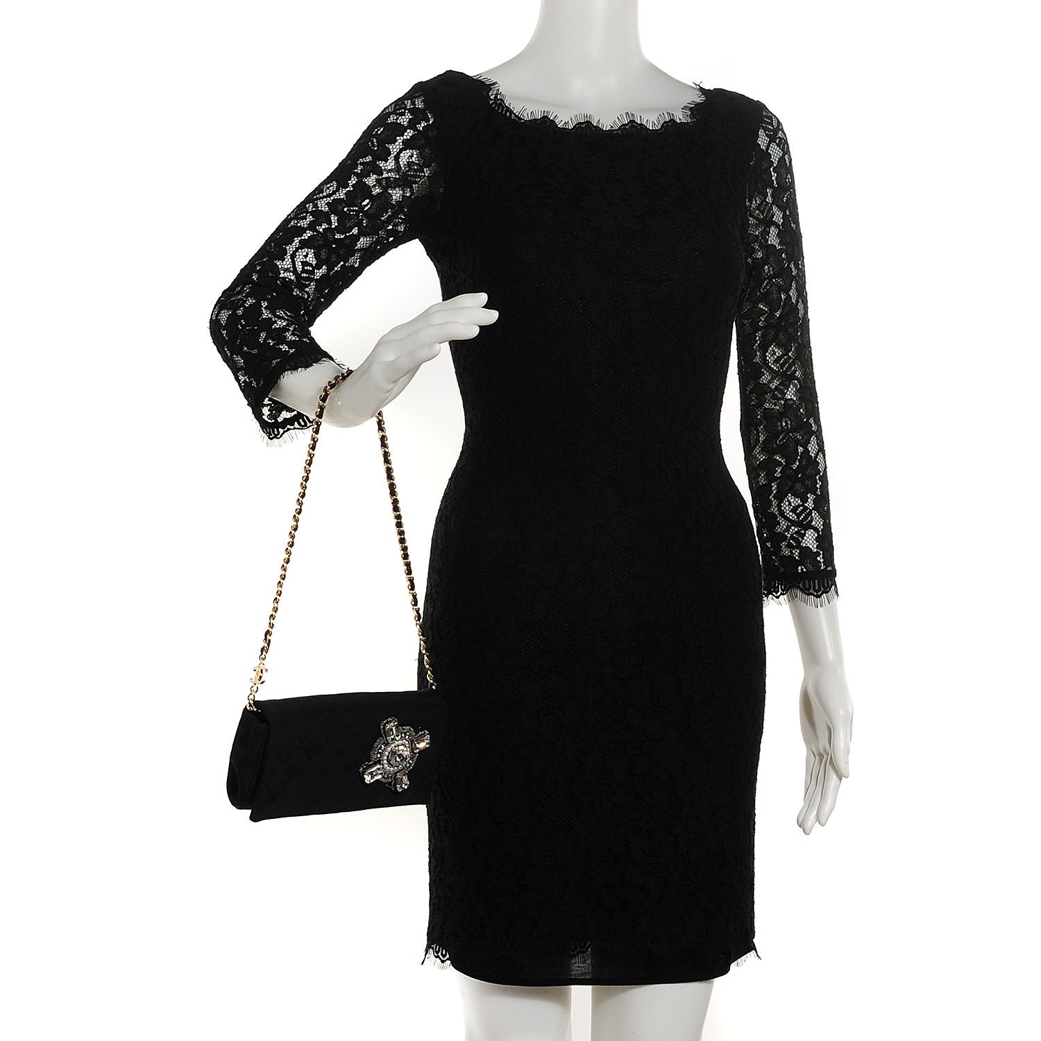Chanel Nylon Quilted East West Crystal Flap Black 2 of 8