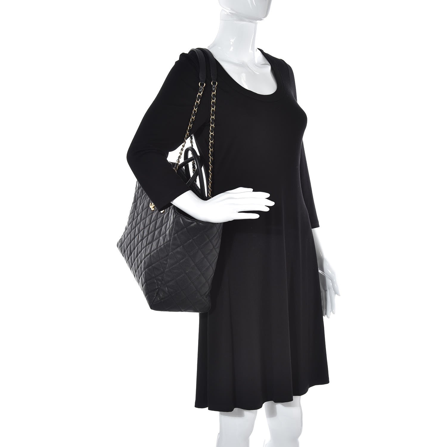Chanel Caviar Quilted Large Coco Handle Shopping Tote Black 2 of 8