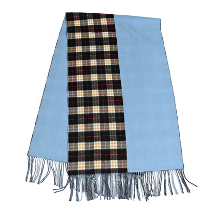 Burberry Cashmere Stripe and Check Reversible Scarf Black Blue 2 of 4