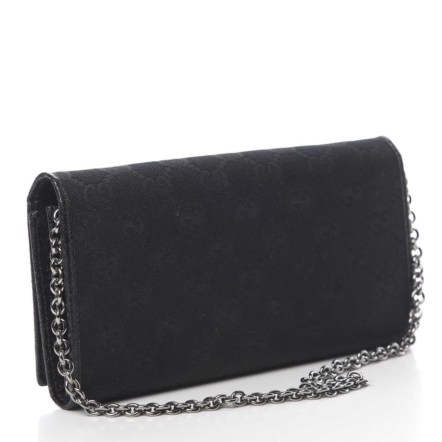 Gucci Monogram Metal Bar Chain Wallet Black 3 of 13