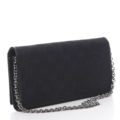 Gucci Monogram Metal Bar Chain Wallet Black 3 of 13