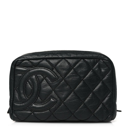 Chanel Aged Calfskin Quilted Cambon Cosmetic Case Black 1 of 10