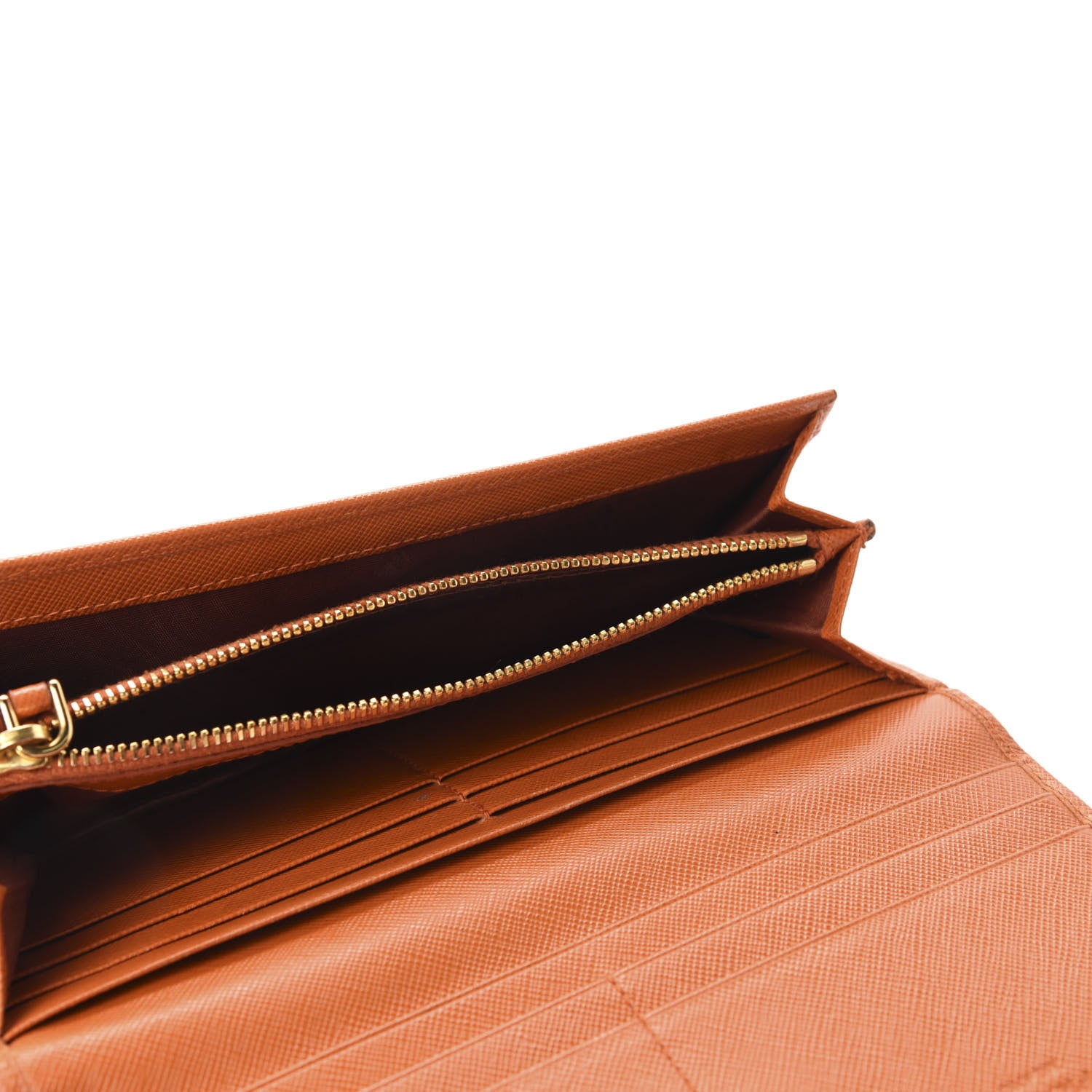 Prada Saffiano Metal Continental Flap Wallet Papaya 5 of 10