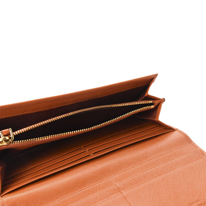 Prada Saffiano Metal Continental Flap Wallet Papaya 5 of 10