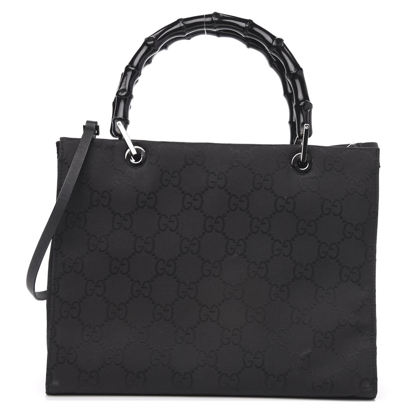 Nylon Monogram Bamboo Handle Bag Black