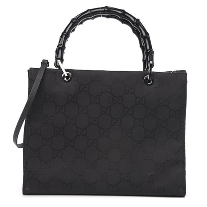 Gucci Nylon Monogram Bamboo Handle Bag Black 1 of 11