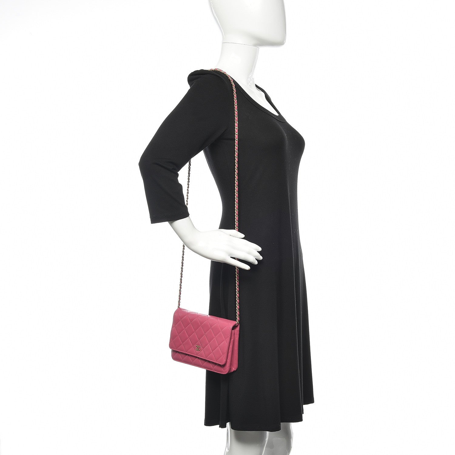 Chanel Lambskin Quilted Wallet On Chain WOC Pink 2 of 14
