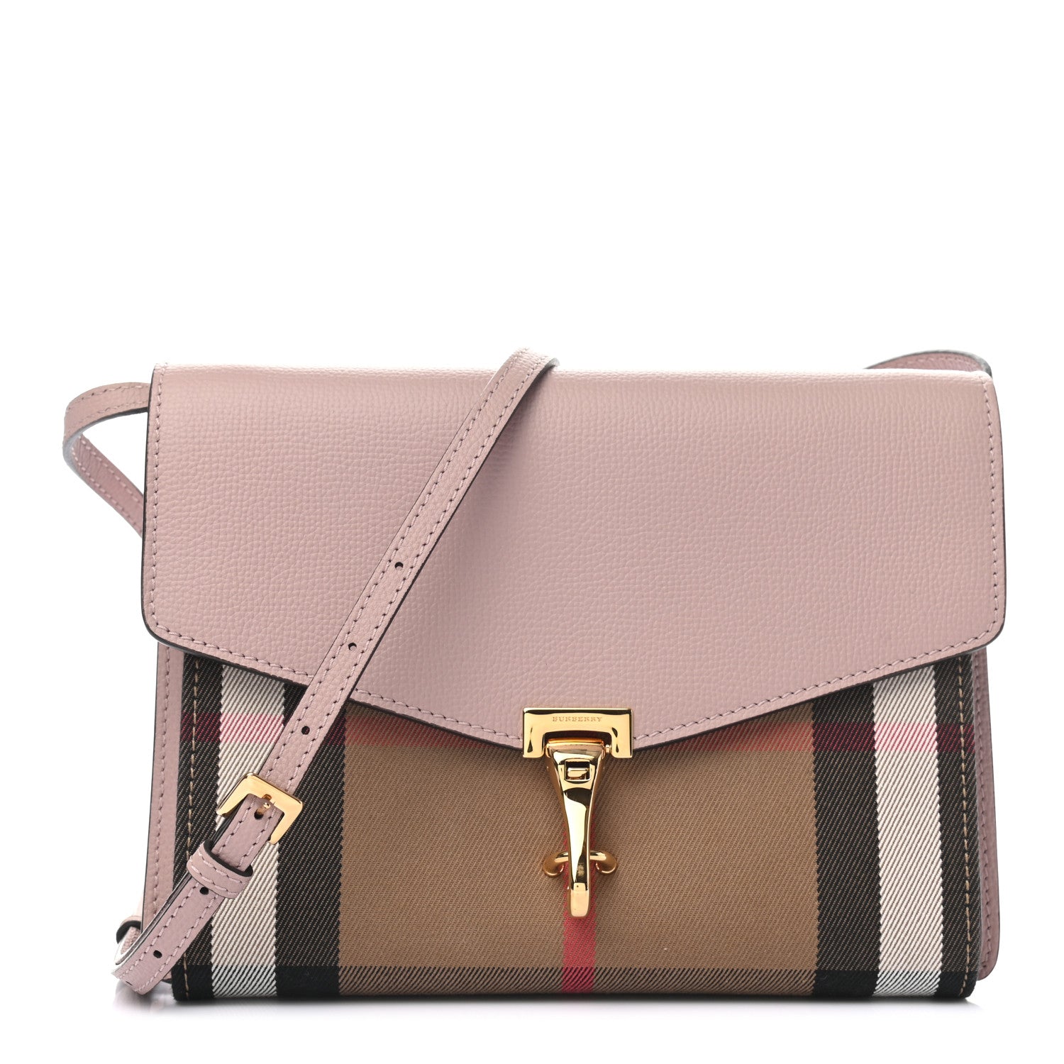 Burberry Derby Calfskin House Check Small Macken Crossbody Bag Pale Orchid 1 of 9