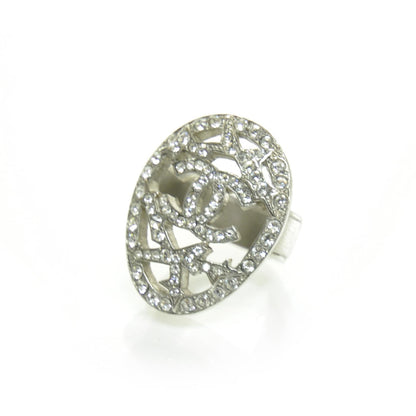 Chanel Crystal CC Ring Silver 6.5 1 of 5