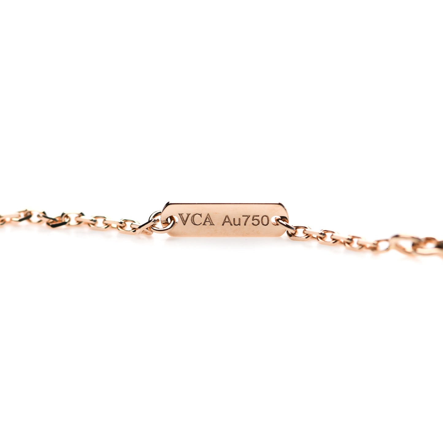 18K Rose Gold Diamond Rhodonite Vintage Alhambra Pendant Necklace