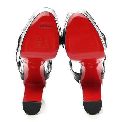 Christian Louboutin Calfskin Alligator Embossed Selima 130 Sandals 37.5 Black 5 of 7