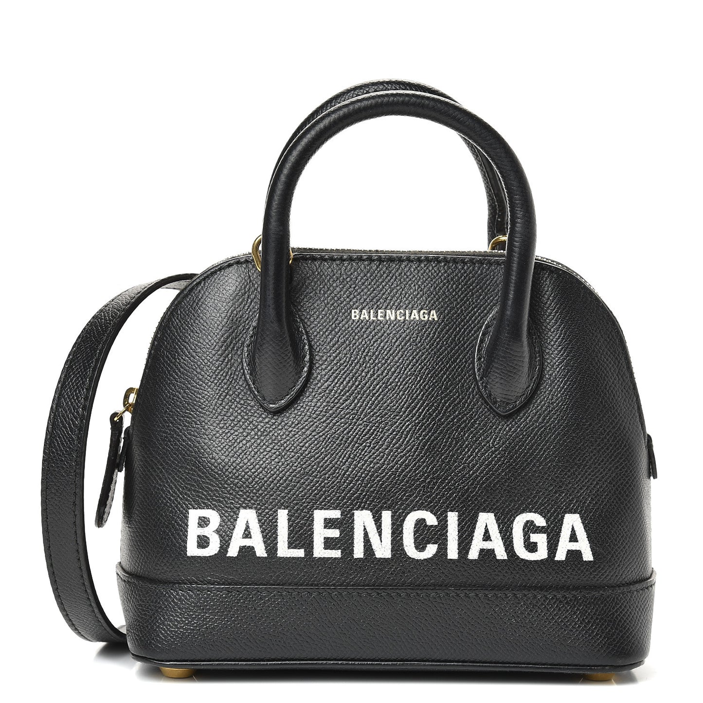 Signature Grained Calfskin XXS Ville Top Handle Bag Black White