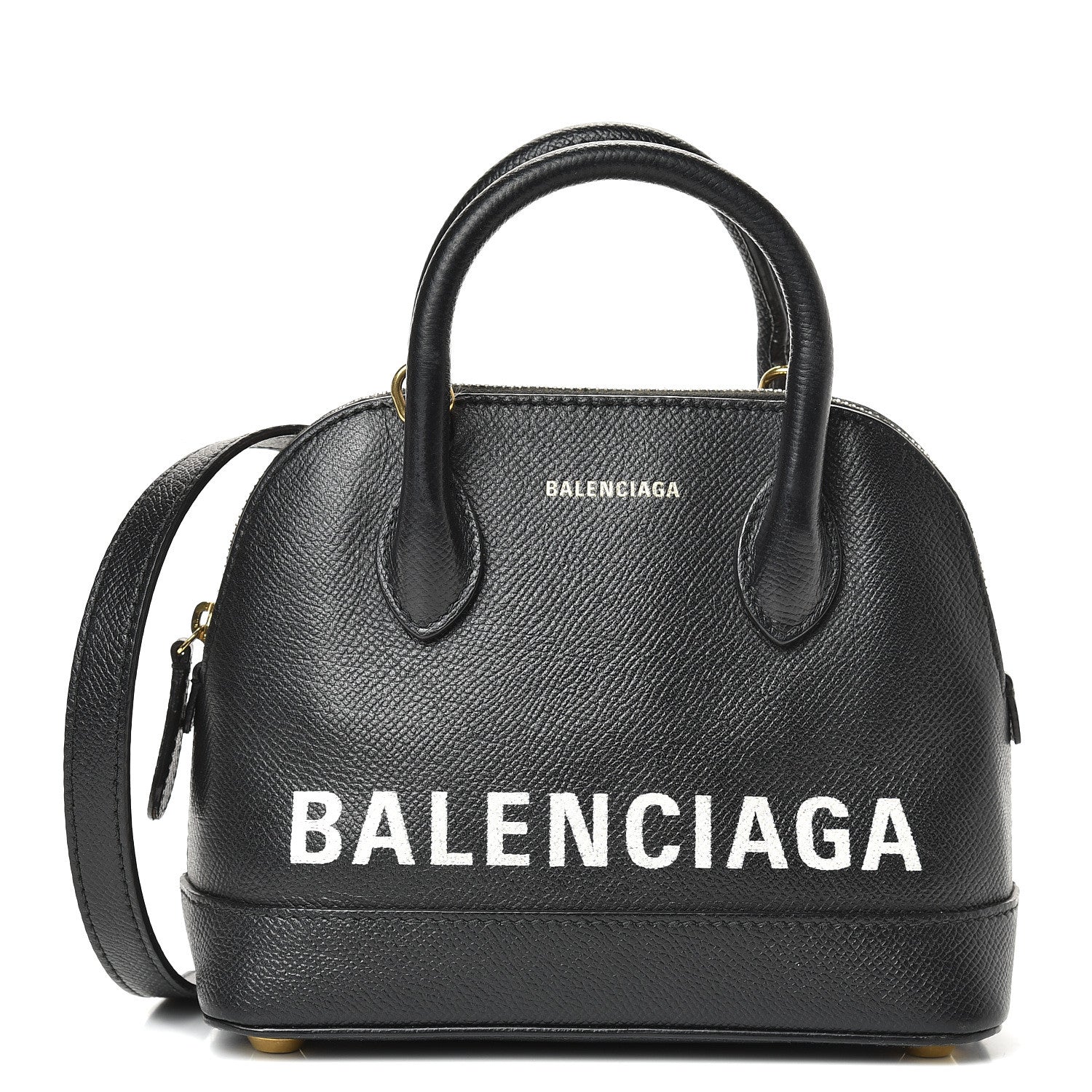 Balenciaga Signature Grained Calfskin XXS Ville Top Handle Bag Black White 1 of 13