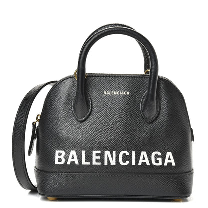Balenciaga Signature Grained Calfskin XXS Ville Top Handle Bag Black White 1 of 13