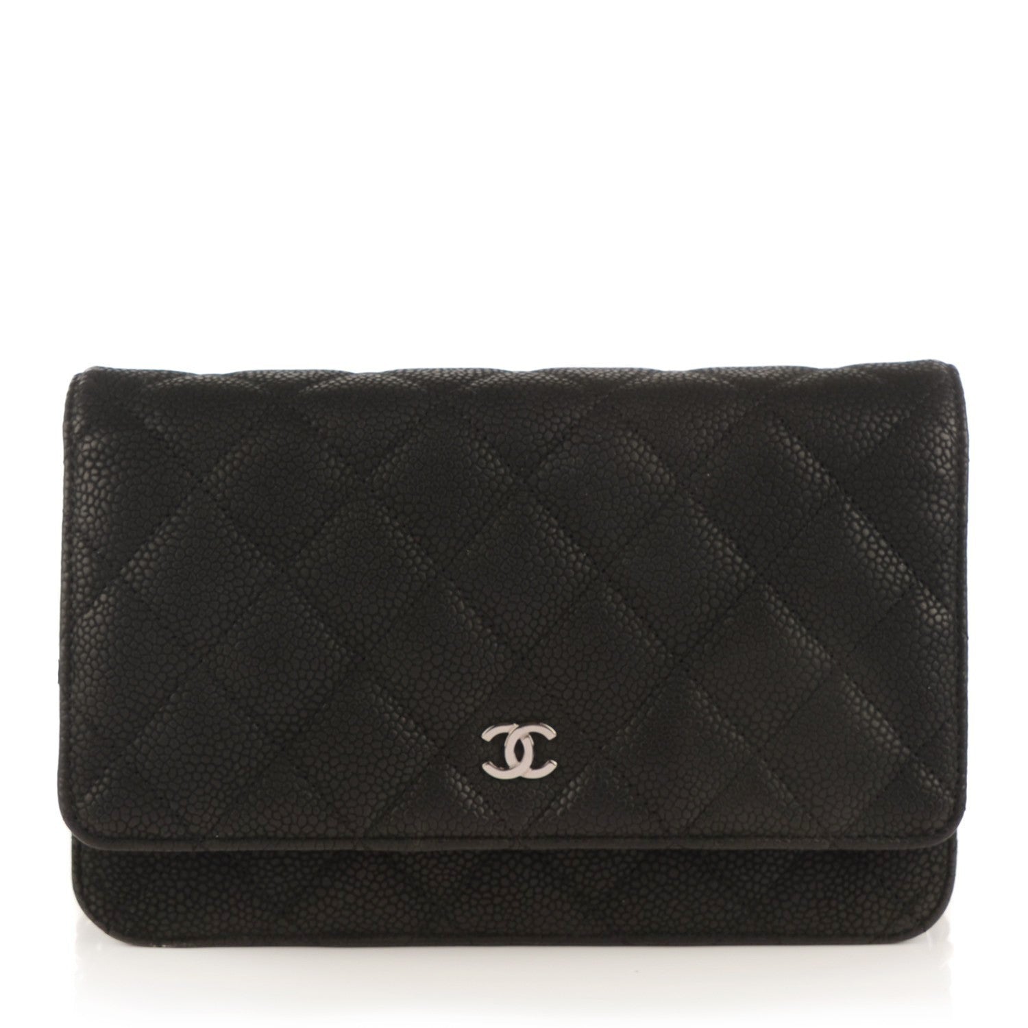 Chanel Iridescent Caviar Quilted Wallet on Chain WOC Black 1 of 7