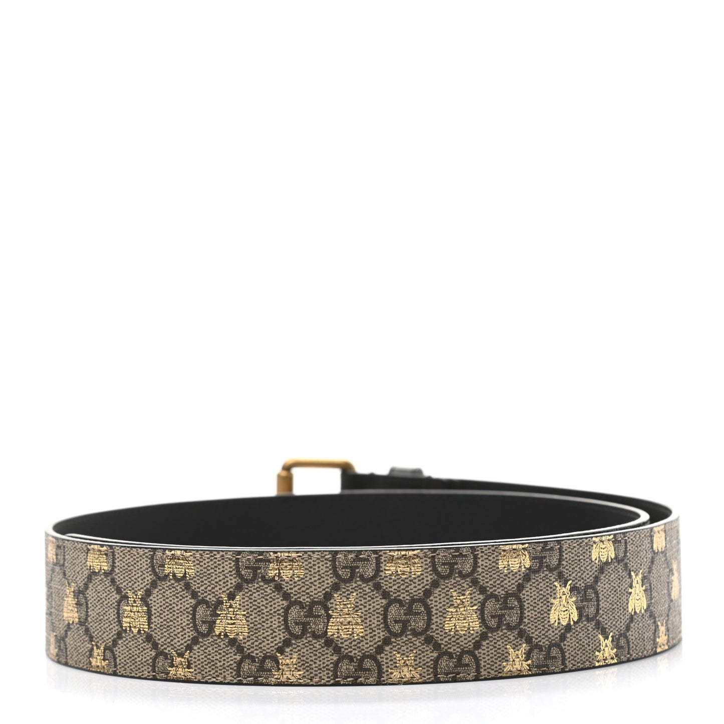 GG Supreme Monogram Bees Belt 95 38 Beige Oro Black