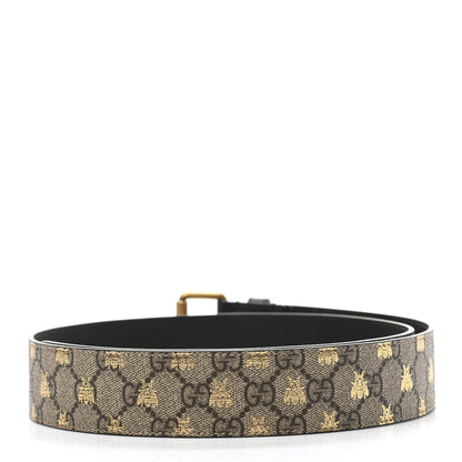 Gucci GG Supreme Monogram Bees Belt 95 38 Beige Oro Black 2 of 5