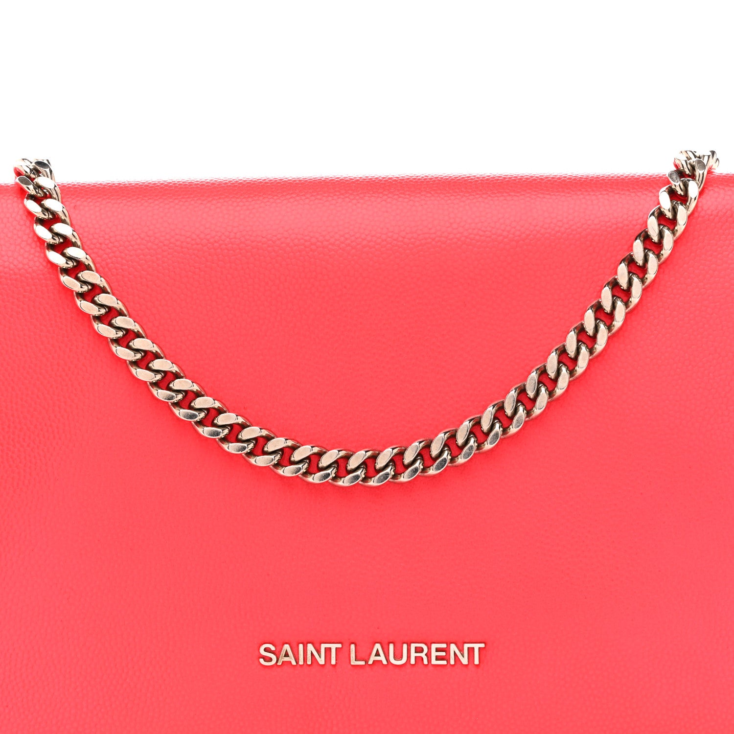 Saint Laurent Grain de Poudre Classic Letters Chain Wallet Fuchsia 8 of 14