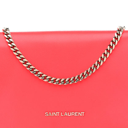 Saint Laurent Grain de Poudre Classic Letters Chain Wallet Fuchsia 8 of 14