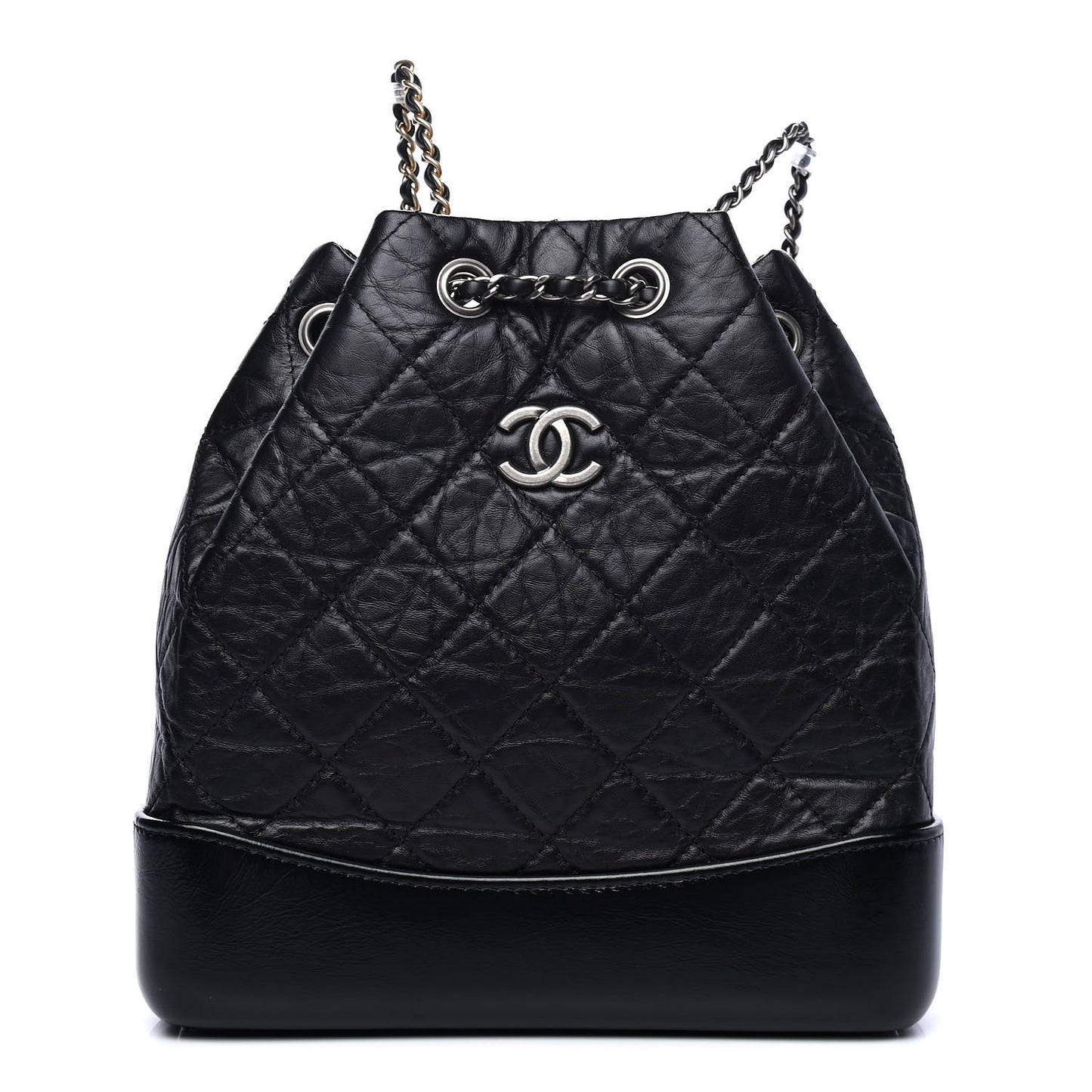Aged Calfskin Quilted Small Gabrielle Backpack Black