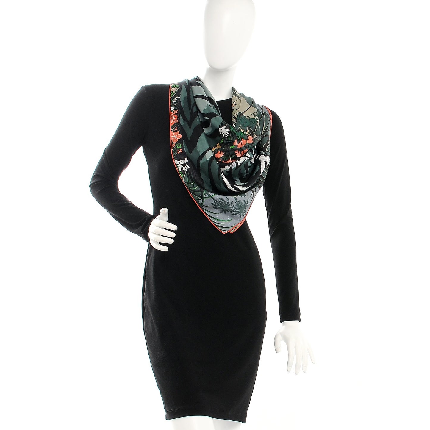 Silk Tyger Tyger Scarf 90 Kaki Clair Gris Rose